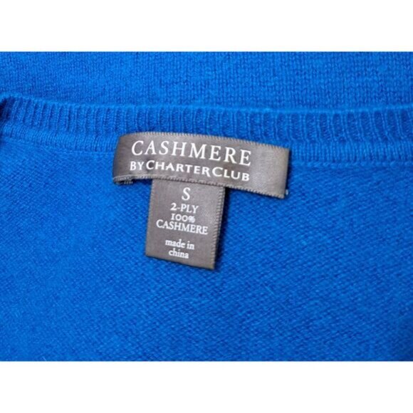 Charter Club Womens Small 2 PLY luxury 100% cashmere sweater sky Blue - Picture 7 of 8